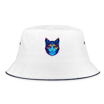 Verdünnte Kattunkatze Rasse Cartoon Kawaii Tier Haustier - Bucket Hat - Weiß/Navy - Vorne