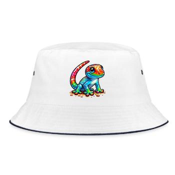 Gecko - Bucket Hat - white/navy - Front