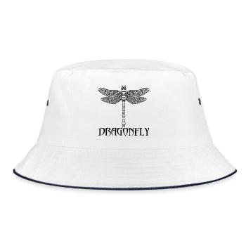 Schwarze Libelle - Bucket Hat - Weiß/Navy - Vorne