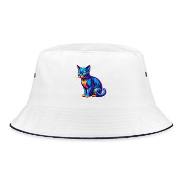 Chat mau arabe, race de chat, dessin animé, animal de compagnie kawaii - Bob - blanc/marine - Devant