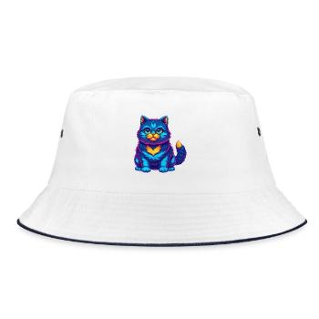 Hantilly Tiffany Cat Breed Cartoon Kawaii Animal P - Bucket Hat - white/navy - Front
