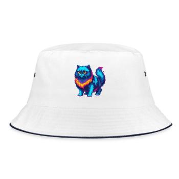 Colorpoint Persische Katze Rasse Karikatur Kawaii Tier - Bucket Hat - Weiß/Navy - Vorne