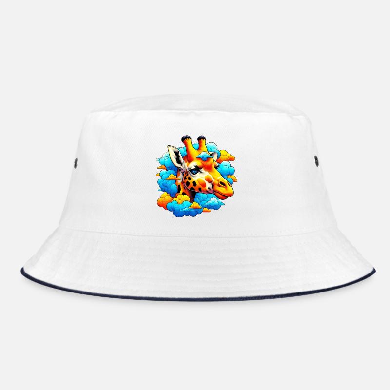 Giraffe with head in cloud clouds Bucket Hat