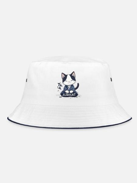 JUDOCAT The manga cat who does judo - Bucket Hat - white/navy - Front