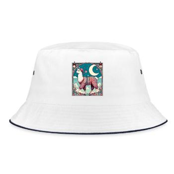 Lama Pyjama Geschenk - Bucket Hat - Weiß/Navy - Vorne
