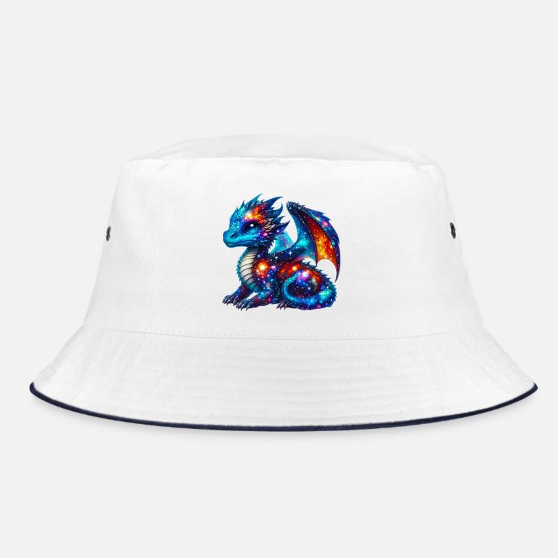 Drache - Bucket Hat - Weiß/Navy