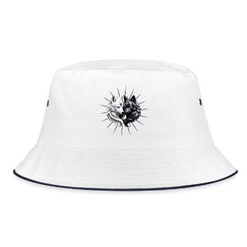 Yin Yang Wölfe. - Bucket Hat - Weiß/Navy - Vorne