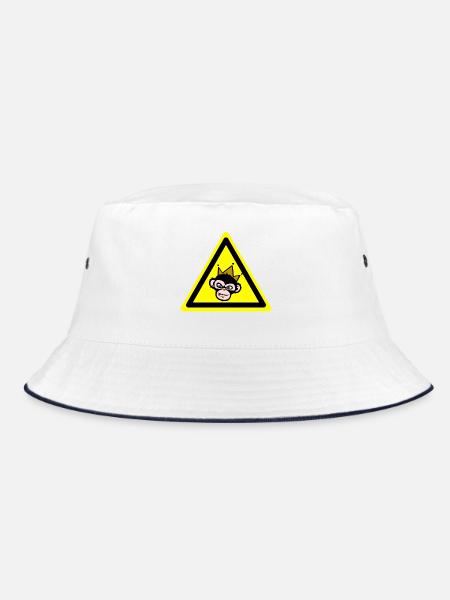 Monkey Warning - Bucket Hat - white/navy - Front