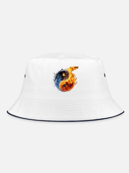 ying yang ball of water and fire - Bucket Hat - white/navy - Front