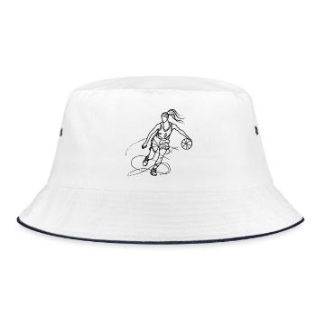 Female basketball player line art - Bucket Hat - white/navy - Front