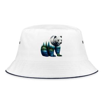 Bear - Bucket Hat - white/navy - Front