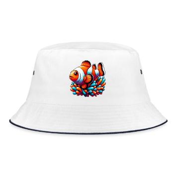 Clownfisch - Bucket Hat - Weiß/Navy - Vorne