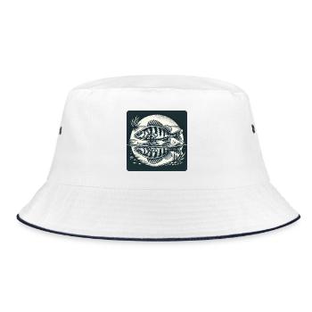 Perch natural angler design - Bucket Hat - white/navy - Front