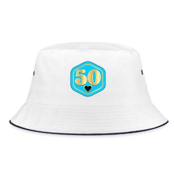 ZAHL 50 - FÜNFZIG WERDEN - Bucket Hat - Weiß/Navy - Vorne