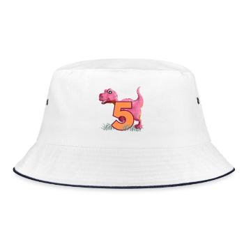 Nr.5 Dino - Bucket Hat - Weiß/Navy - Vorne
