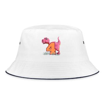 Nr.4 Dino - Bucket Hat - Weiß/Navy - Vorne