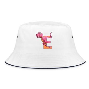 E - DINOSAURIER, Personalisierbar - Bucket Hat - Weiß/Navy - Vorne