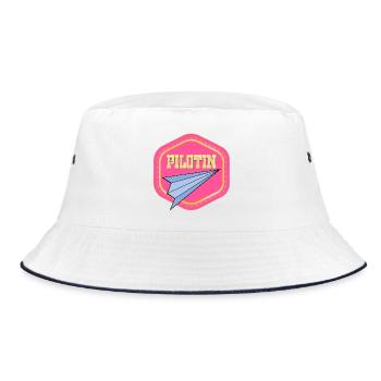 LUFTFAHRT PILOTIN - PAPIERFLIEGER - Bucket Hat - Weiß/Navy - Vorne