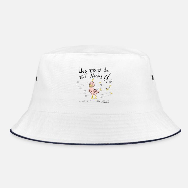 Ein Mausender Vogel im Herbstwind in Farbe - Bucket Hat - Weiß/Navy