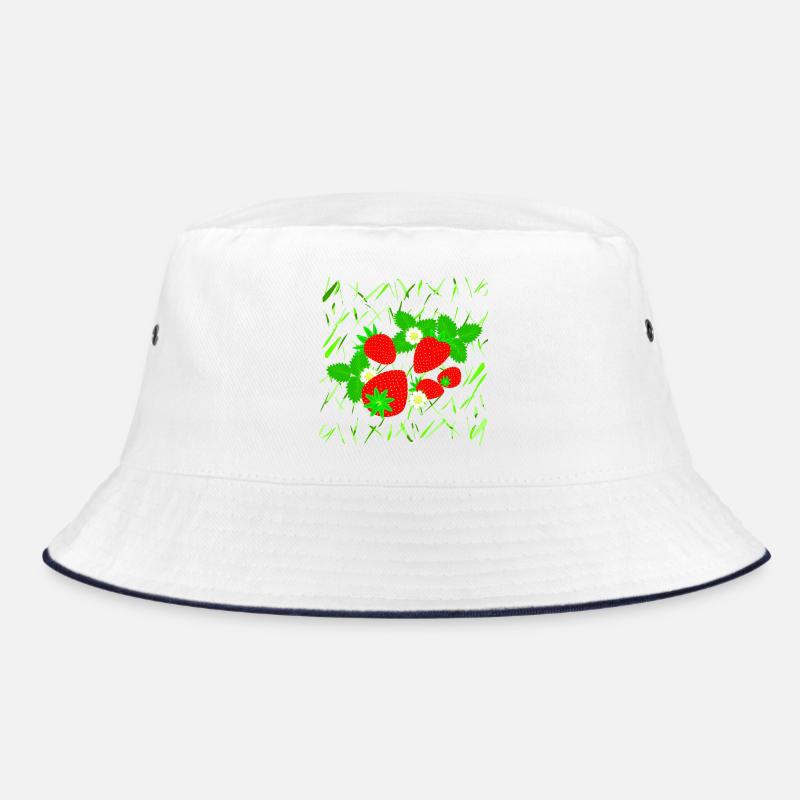 Strawberries in different sizes - Bucket Hat - white/navy