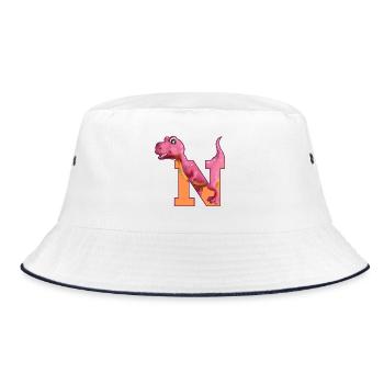 N - DINOSAUR, customizable - Bucket Hat - white/navy - Front