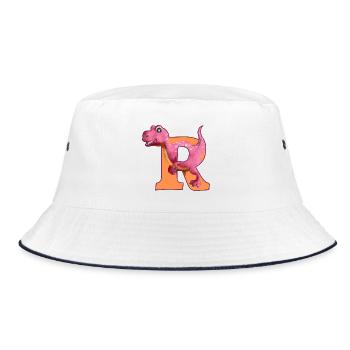 R - DINOSAURIER, Personalisierbar - Bucket Hat - Weiß/Navy - Vorne