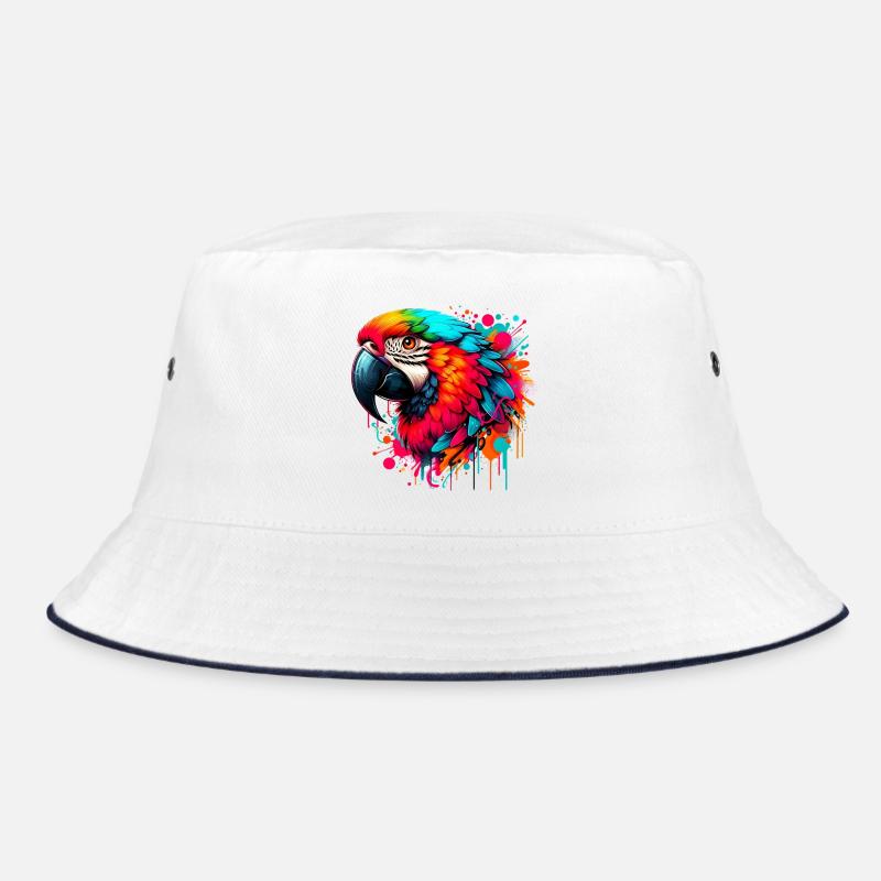 Papagei - Bucket Hat - Weiß/Navy