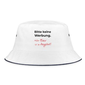 postkasten bitte keine werbung lustig bier angebot - Bucket Hat - Weiß/Navy - Vorne