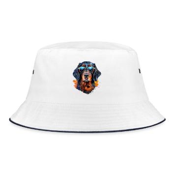 Gordon Setter with sunglasses - Bucket Hat - white/navy - Front
