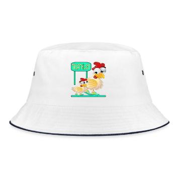 TRIATHLON LAUFEN - GEFLÜGEL HUHN - Bucket Hat - Weiß/Navy - Vorne
