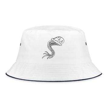 Jellyfish Kawaii coloring page hand-illustrated - Bucket Hat - white/navy - Front