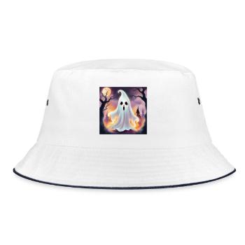 Ghost, Halloween, Scare - Bucket Hat - white/navy - Front