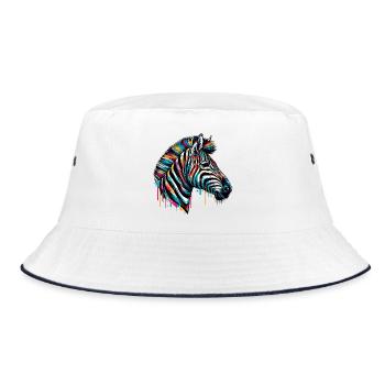 Zebra - Bucket Hat - Weiß/Navy - Vorne