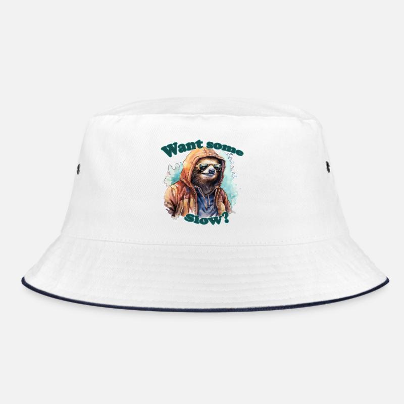 Faultier Bunte Wasserfarben Text Bucket Hat