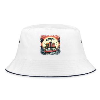 Better fast food than no food with SUN - Bucket Hat - white/navy - Front