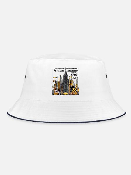 Auch Wolkenkratzer haben als Keller angefangen - Bucket Hat - Weiß/Navy - Vorne