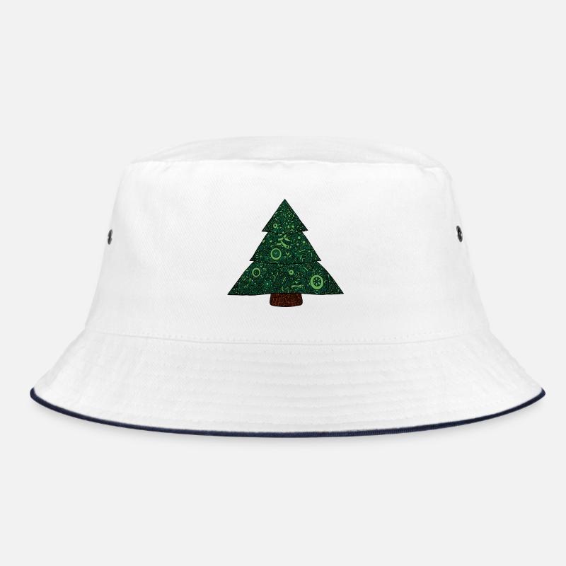 Mandala Weihnachtsbaum - Bucket Hat - Weiß/Navy