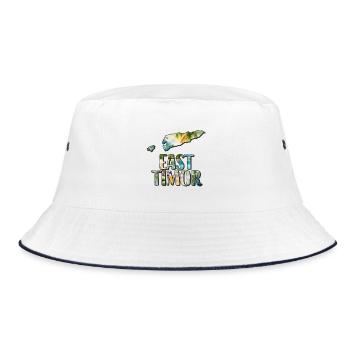 Watercolor Map of East Timor - Bucket Hat - white/navy - Front