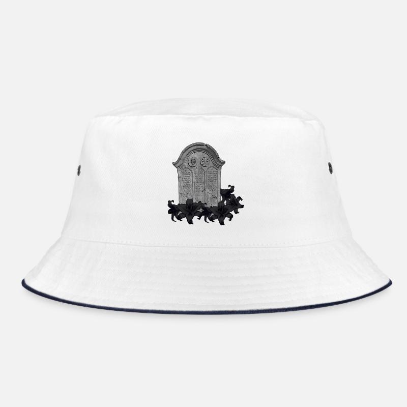 Grabstein mit Lilien, gothic design - Bucket Hat - Weiß/Navy