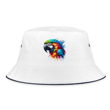 Papagei - Bucket Hat - Weiß/Navy - Vorne