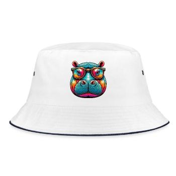 Hippopotamus - Bucket Hat - white/navy - Front