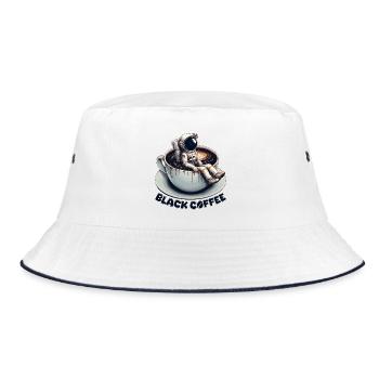 Schwarzer Kaffee Astronaut Tasse Galaxie Geschenk - Bucket Hat - Weiß/Navy - Vorne