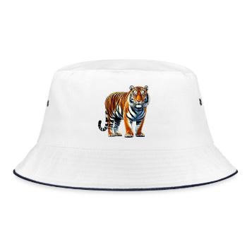 Tiger - Bucket Hat - white/navy - Front