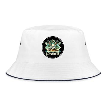 Abenteuer Skull Insel Patch - Bucket Hat - Weiß/Navy - Vorne