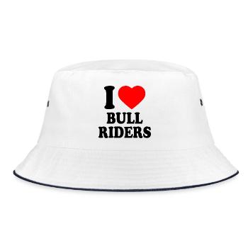 I love bull riders - Bucket Hat - Weiß/Navy - Vorne