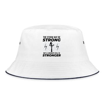 Lineman Strong Storm wird den Grid-Helden antreiben - Bucket Hat - Weiß/Navy - Vorne