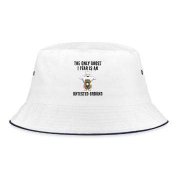 Electrician Halloween Ghost Untested Ground Safety - Bucket Hat - white/navy - Front