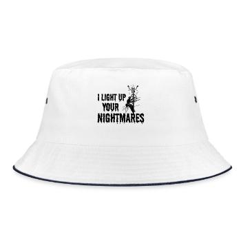 Lineman Halloween Nightmare Spooky Electric Design - Bucket Hat - white/navy - Front
