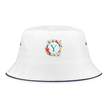 Monogramme Y, Couronne de fleurs, Personnalisable - Bob - blanc/marine - Devant