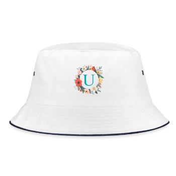 U Monogram, Couronne de fleurs, Personnalisable - Bob - blanc/marine - Devant